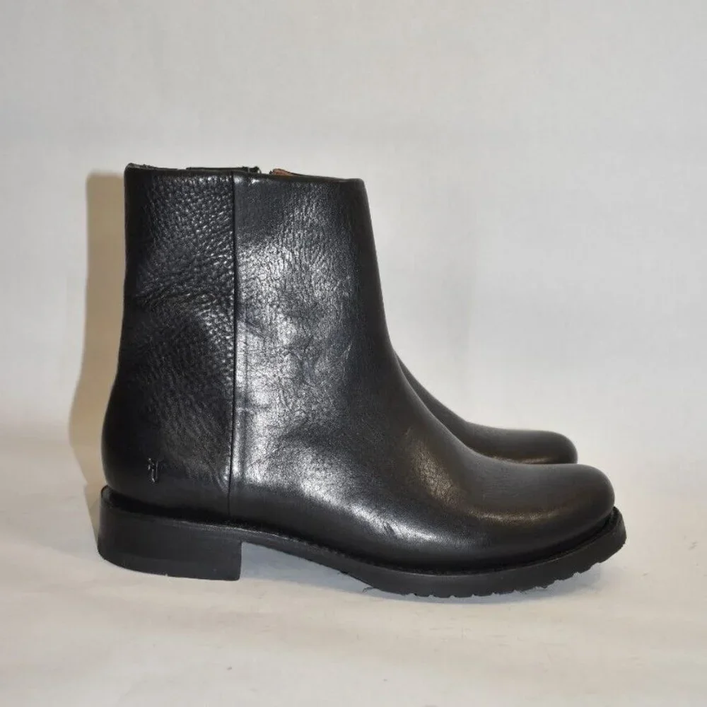 $280 FRYE VERONICA INSIDE ZIP BOOTIE BLACK CLASSIC CLEAN LEATHER 9 (ME28) - Picture 2 of 8